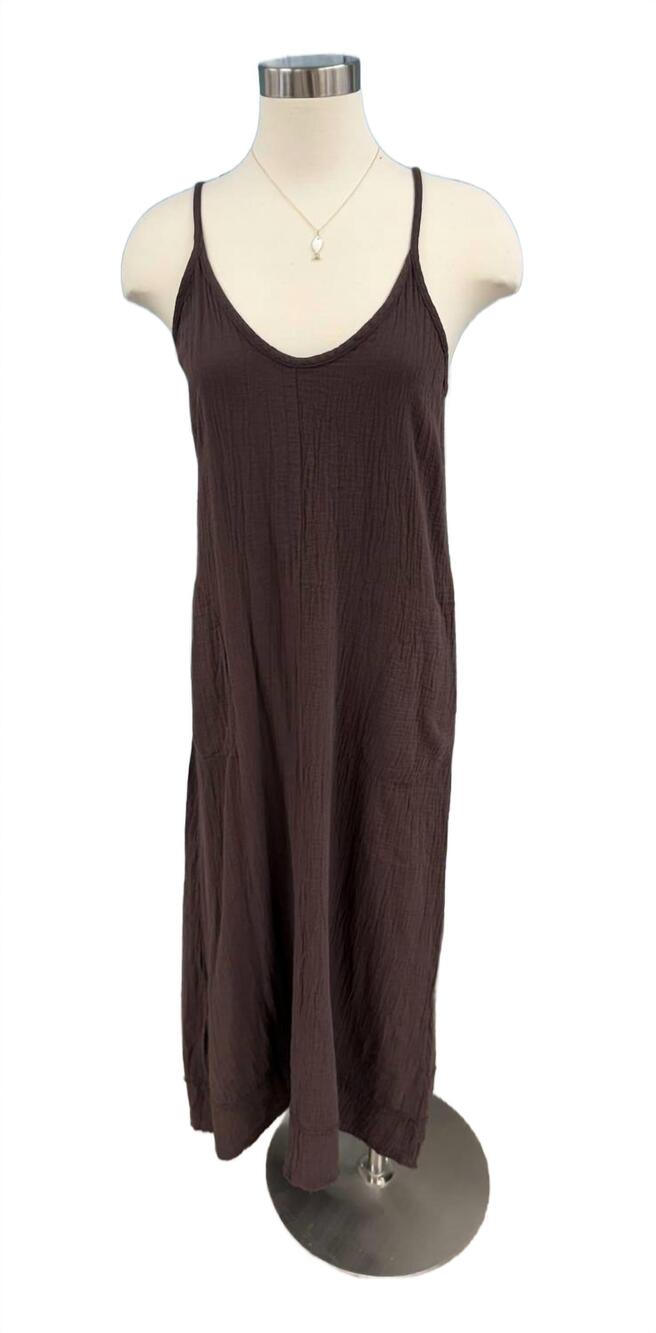 NEW BOBI women's highlow tank dress in umber